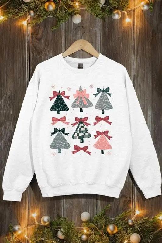 Coquette Christmas Tree Graphic Fleece Sweatshirts - Love Salve